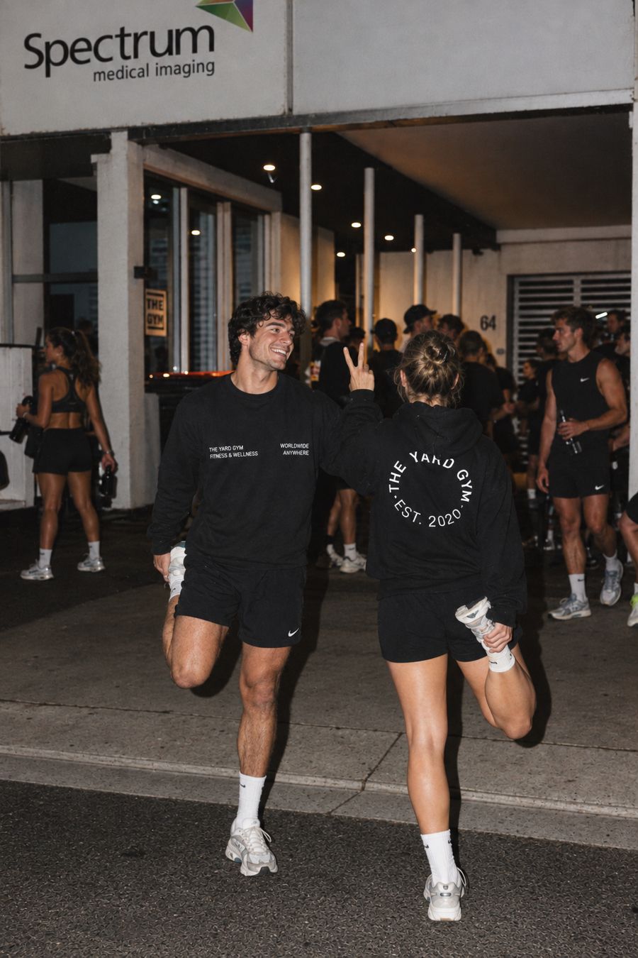 Runners gather for a shared evening run